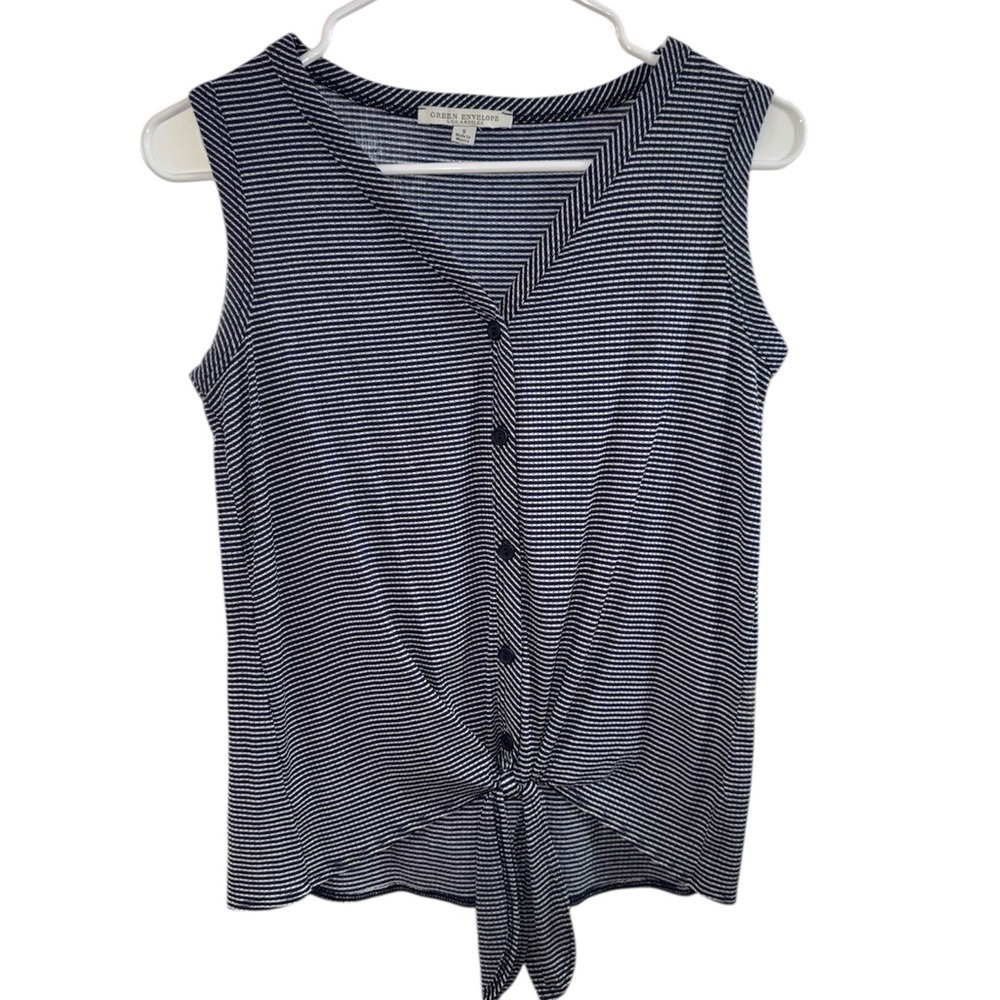 Green Envelope | S Striped Ribben Tie Front Sleeeless Top size small